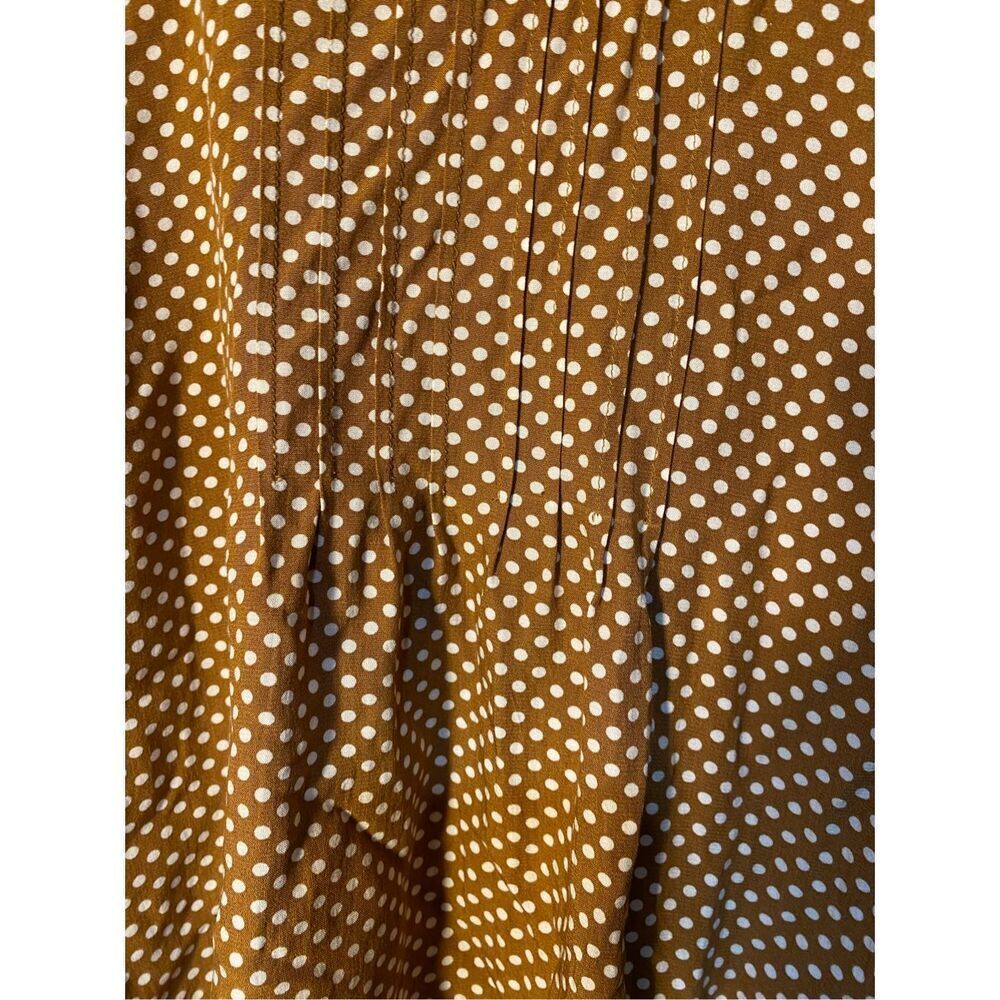 Loft women’s brown and white polkadot, longsleeve, high neck, blouse S/L - Picture 3 of 4